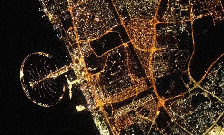 night view of the emirate from the space